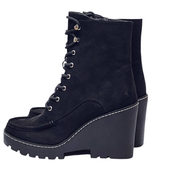 Cool Planet By Steve Maden Marsh Boots‎ Size 10 M Black Wedge Booties - Picture 3 of 16